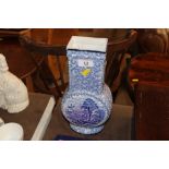 A Fenton blue and white baluster vase