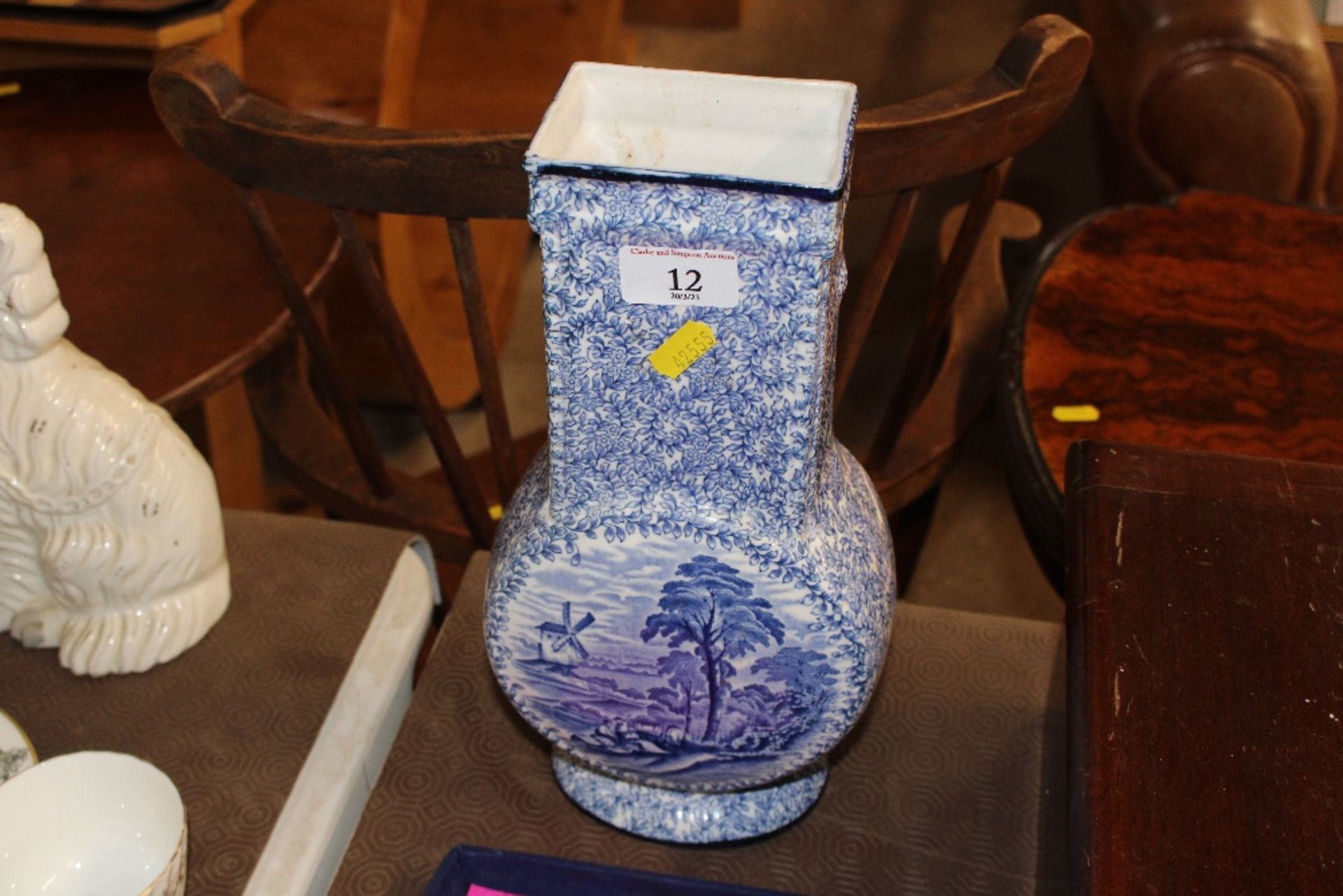 A Fenton blue and white baluster vase