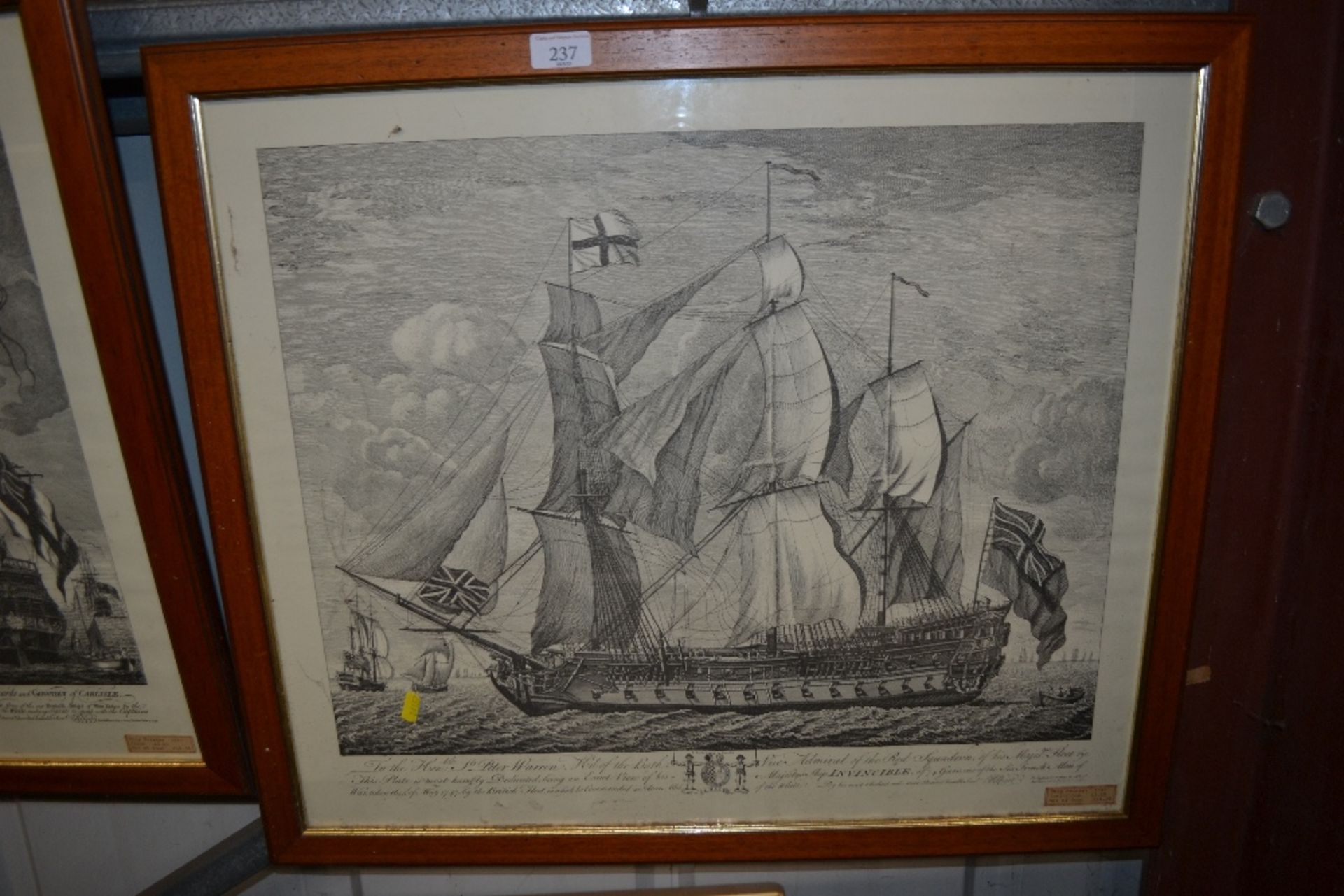 A set of five oak framed marine prints depicting b - Image 2 of 6