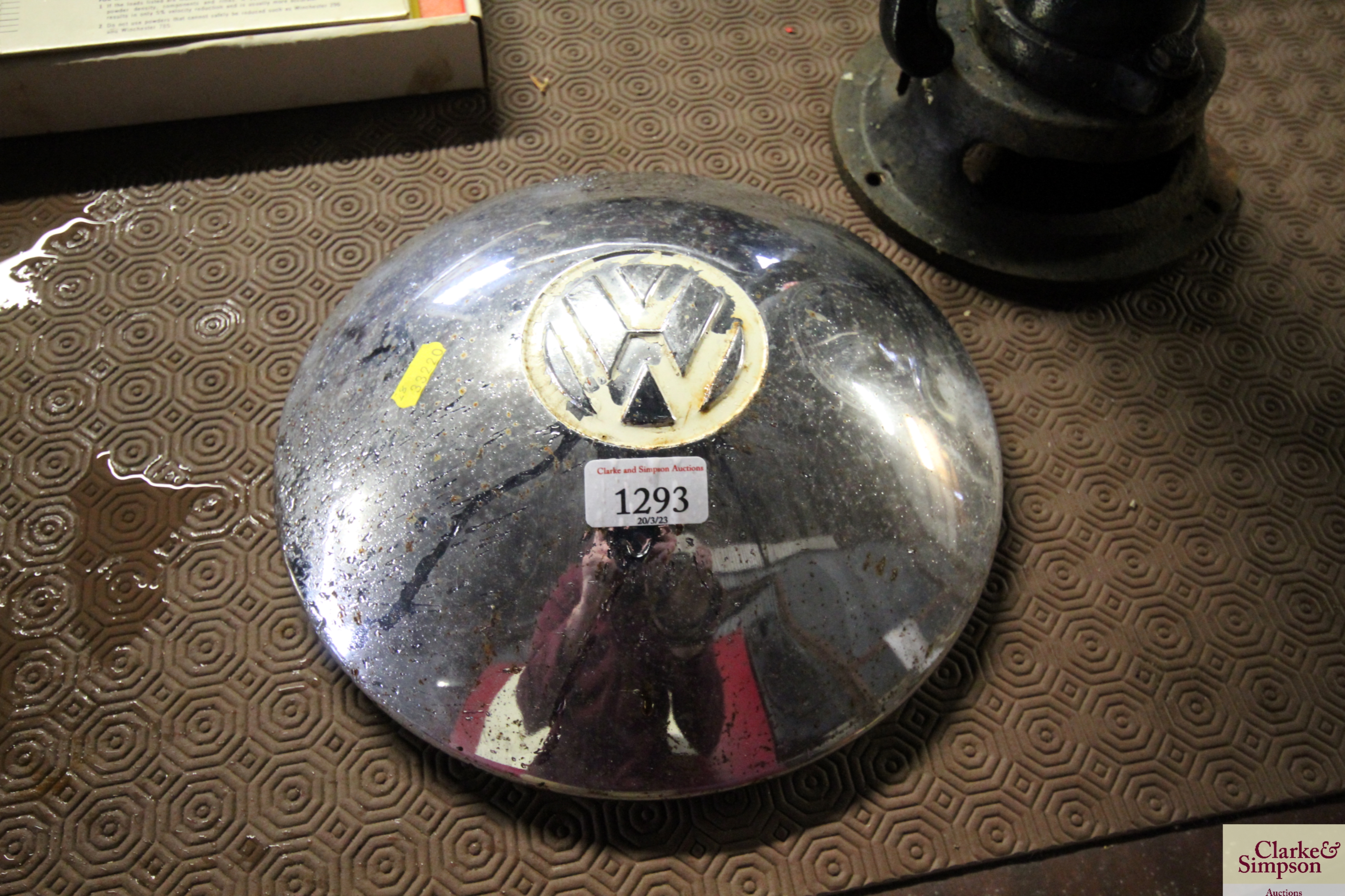 A Volkswagen chrome hub cap