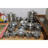 A quantity of stainless steel kitchenalia