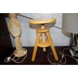 A beech adjustable stool