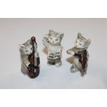 Three Beswick cat musician ornaments AF