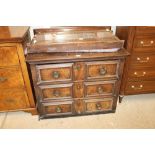 An 18th Century oak chest of three geometric moul