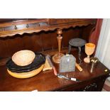 Various decorative items to include an ebony dress