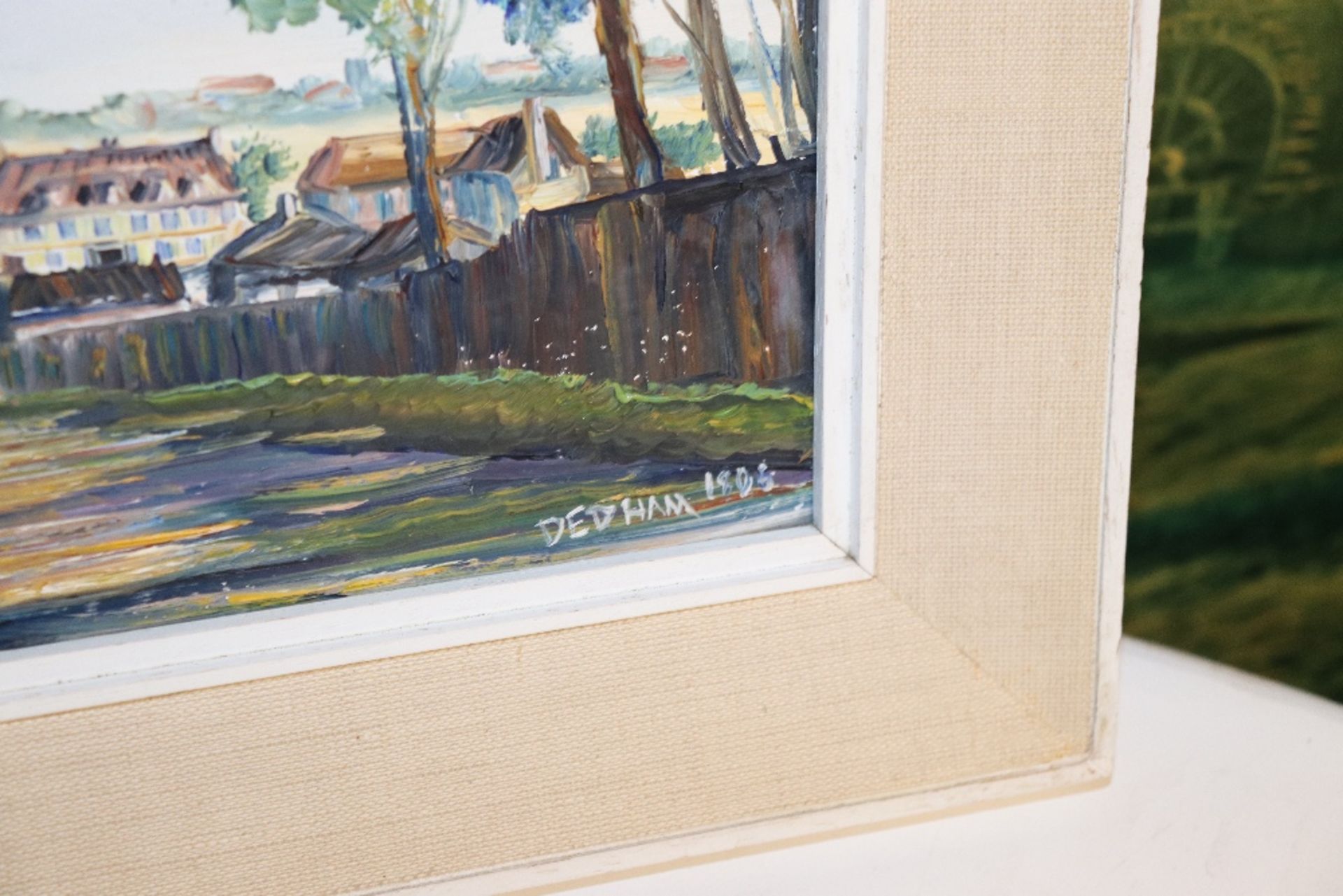 Indistinctly signed oil on board, study of Dedham - Image 4 of 4