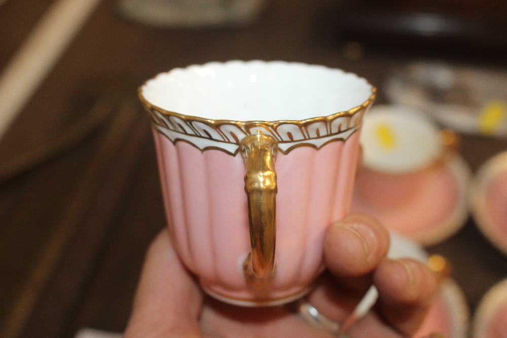 Six pink Royal Crown Derby coffee cups and - Image 3 of 6