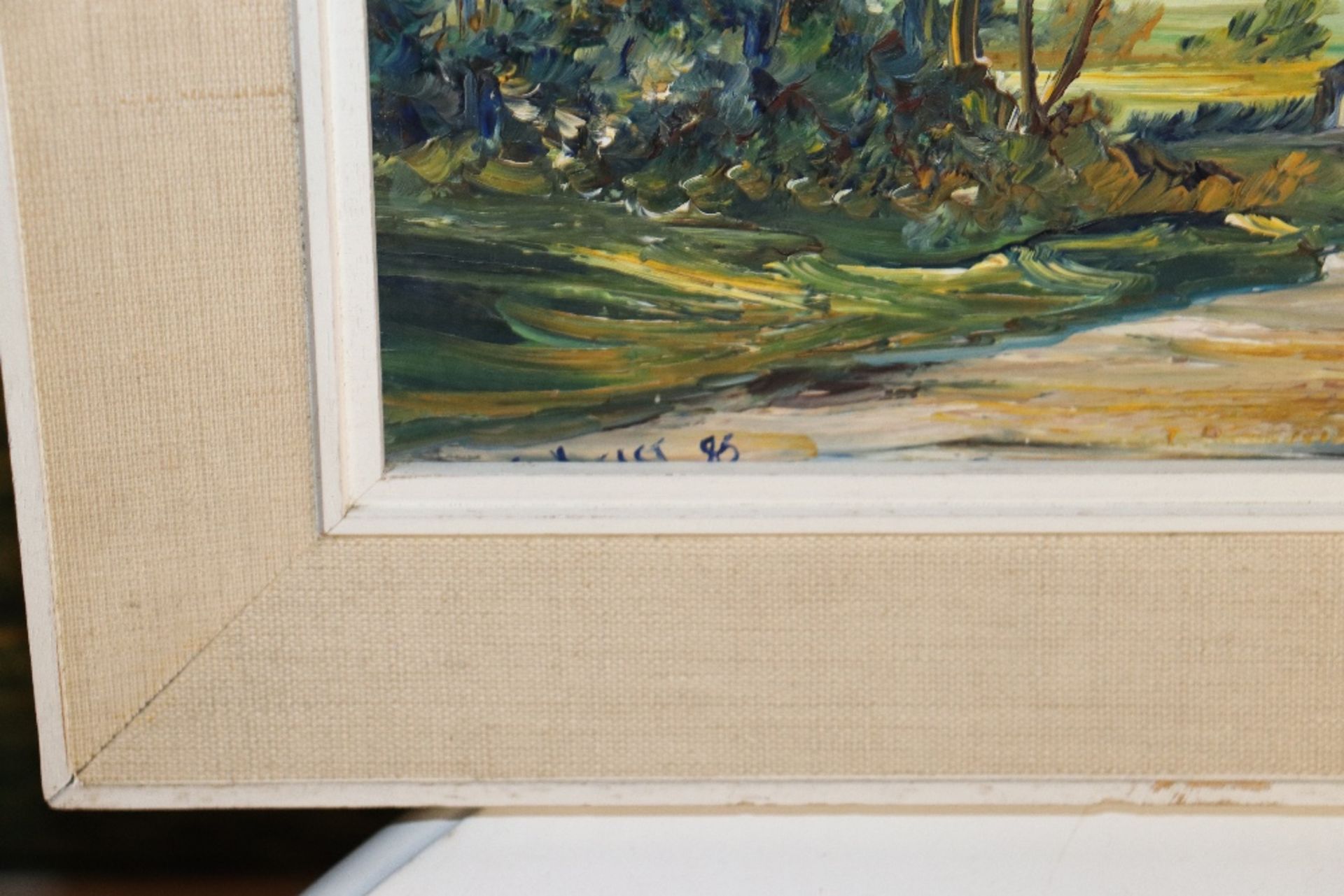 Indistinctly signed oil on board, study of Dedham - Image 3 of 4