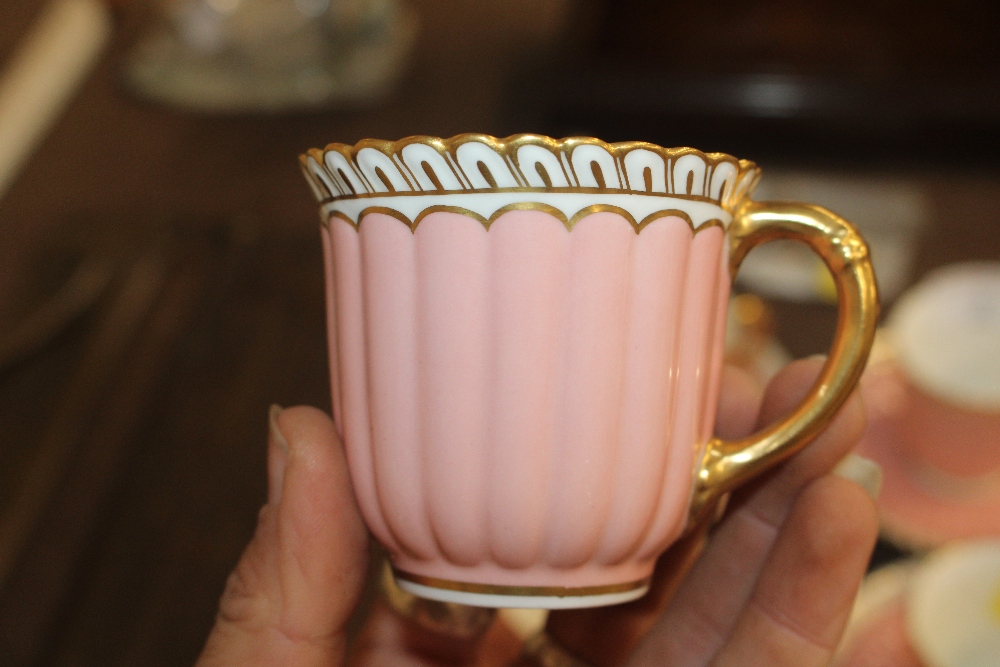 Six pink Royal Crown Derby coffee cups and - Image 2 of 6