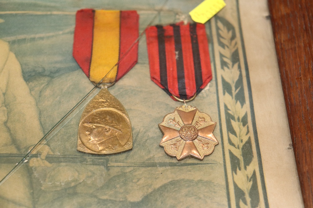 A group of Belgian WW1 medals frame and glazed wit - Image 3 of 3