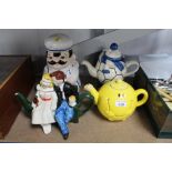 Three novelty tea pots to include a Tony Carter ex