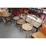 Three Ibex type stick back chairs