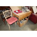 A pine drop leaf table fitted single end drawer ra