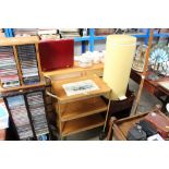 A pedal bin; three tier tea trolley and a bedside