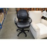 A swivel office chair