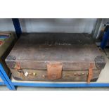 A leather bound travelling trunk