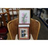 Two framed prints together with an Egyptian reviva