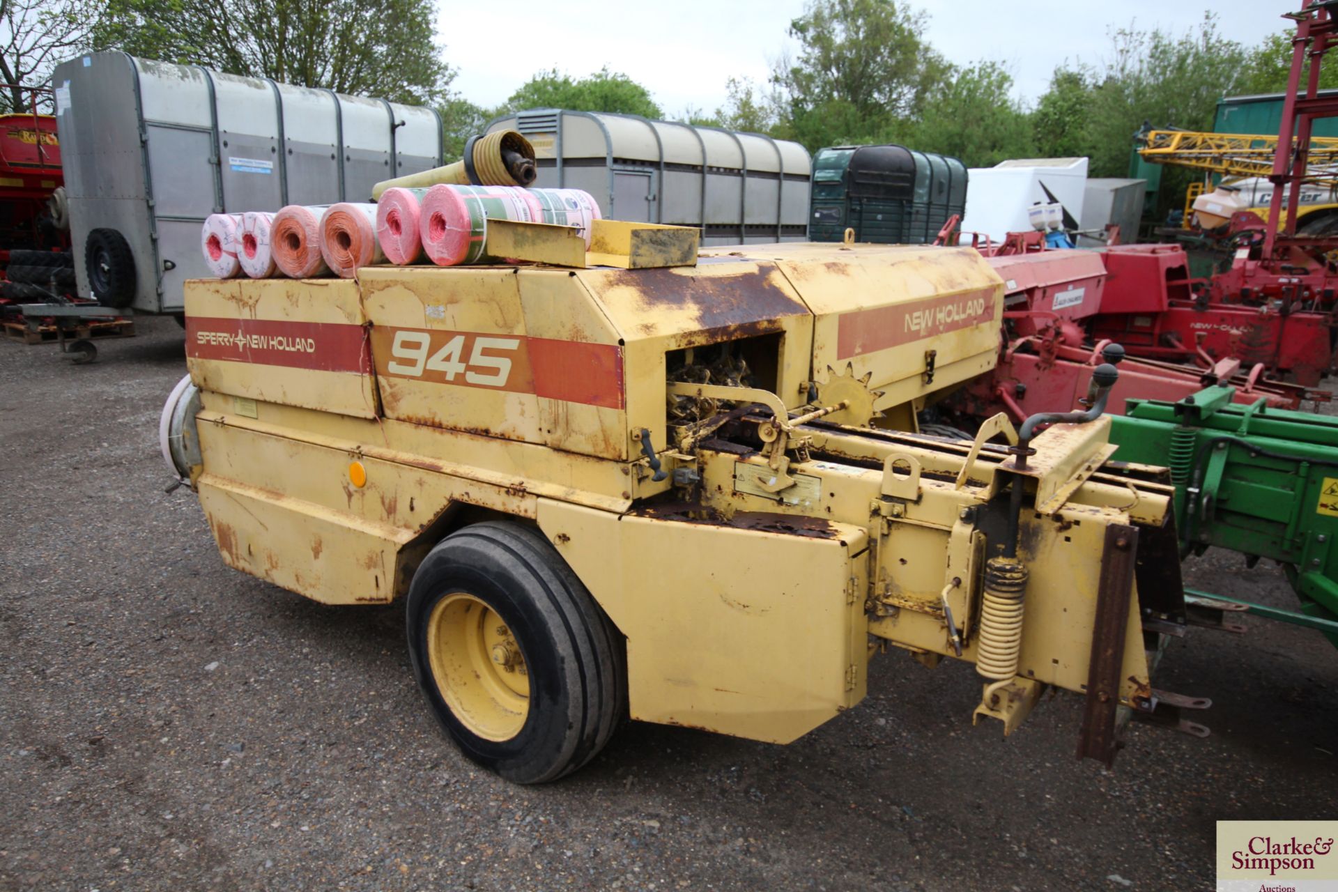 New Holland 945 conventional baler. Serial number 145. With a large quantity of twine. From a - Image 3 of 25