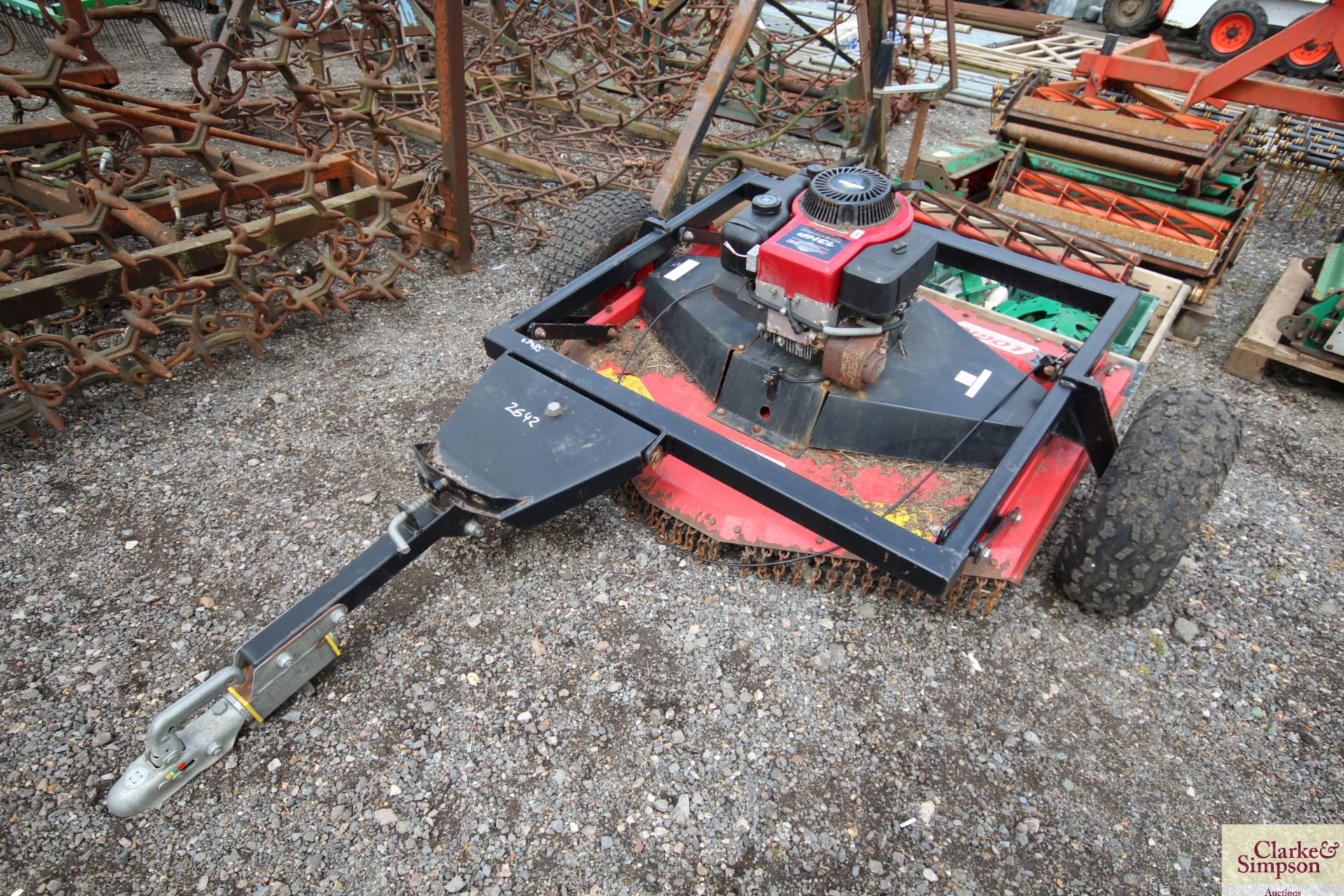 Logic LRM120 1.2m trailed topper for quad bike. With 13HP Briggs & Stratton petrol engine.