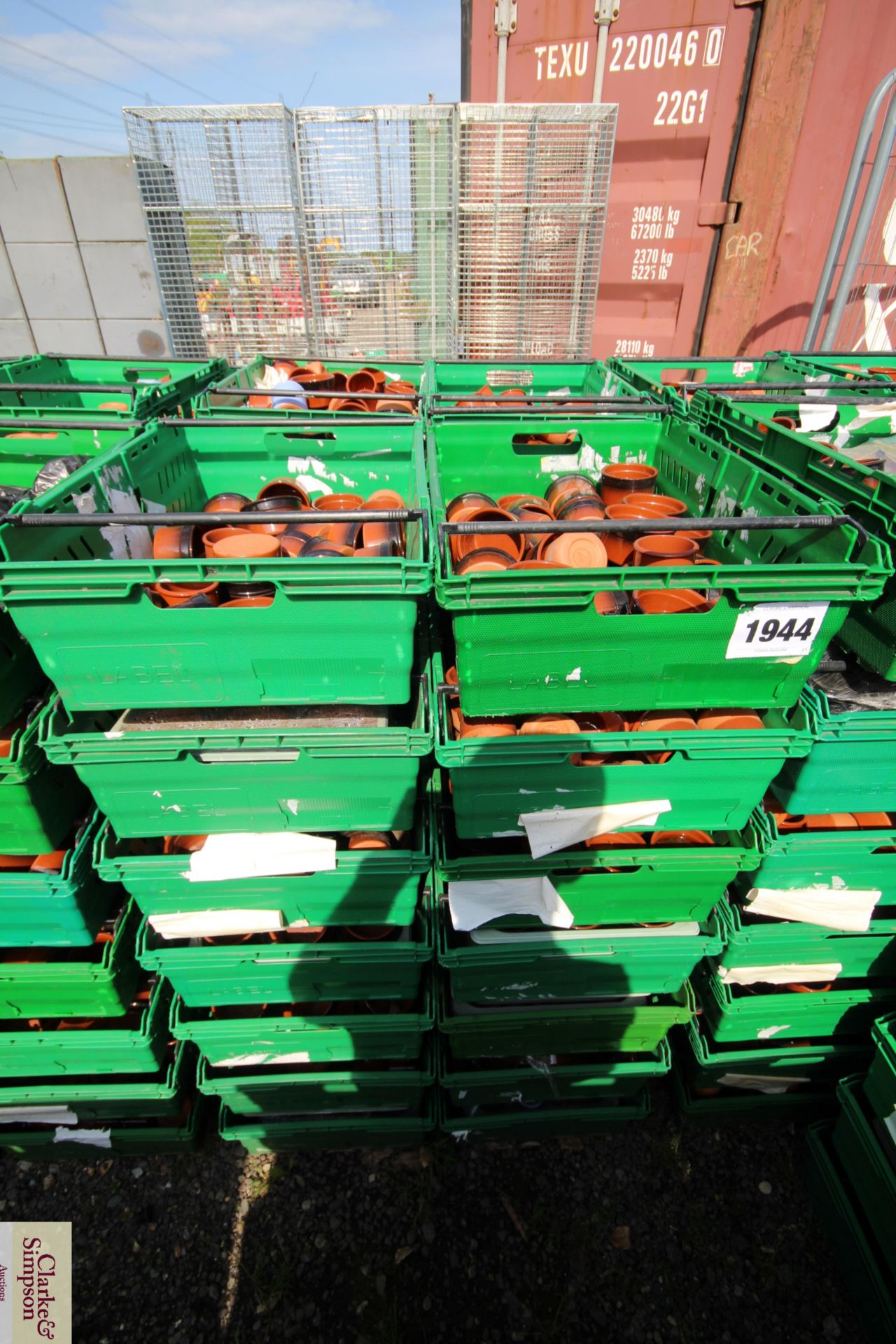 14x stacking vegetable crates. Containing a large