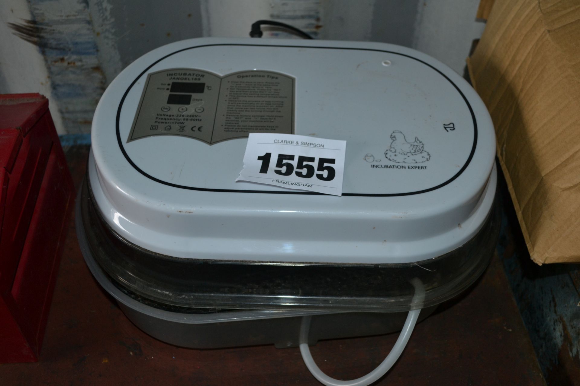 Egg incubator.