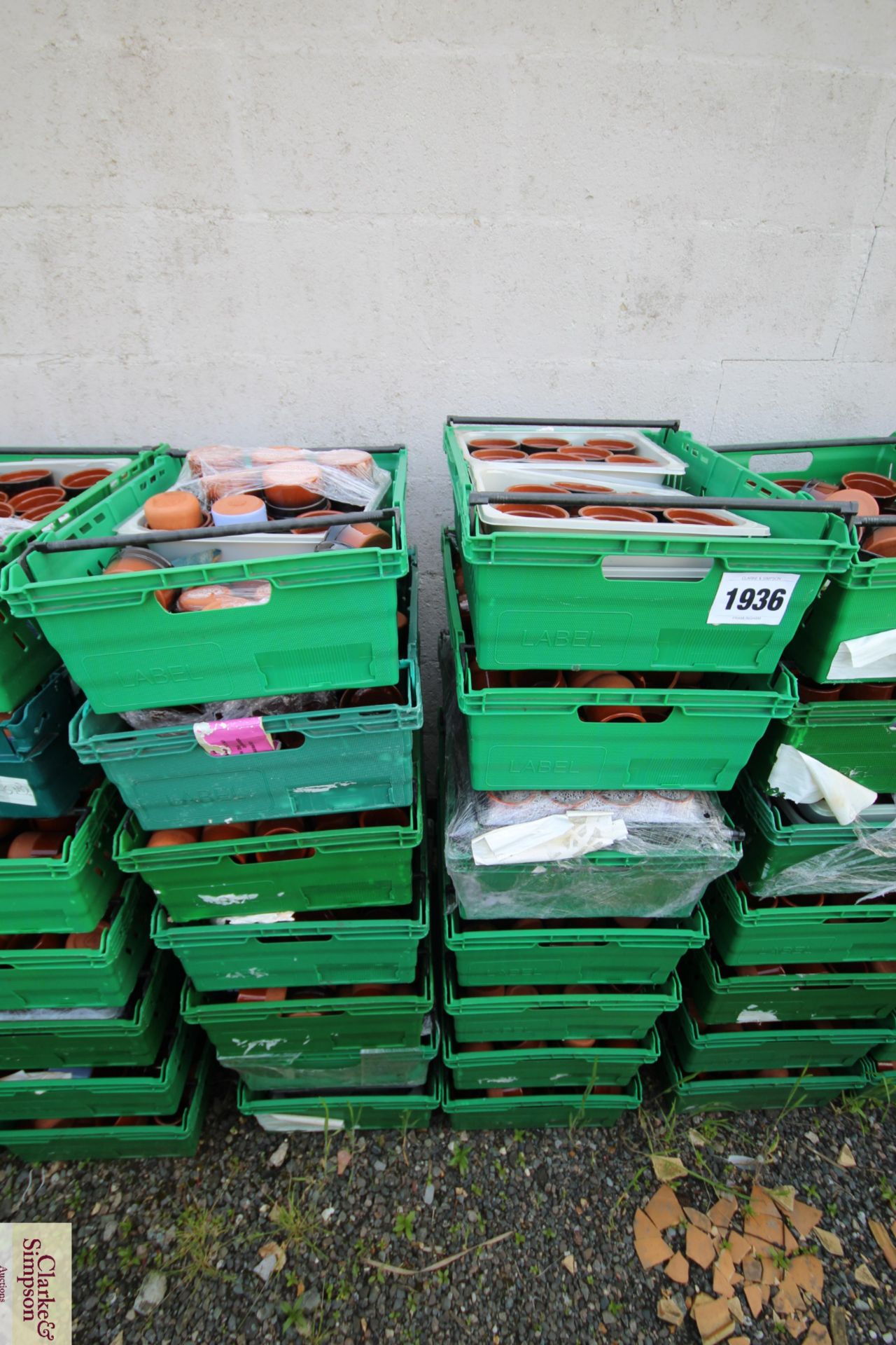 14x stacking vegetable crates. Containing a large