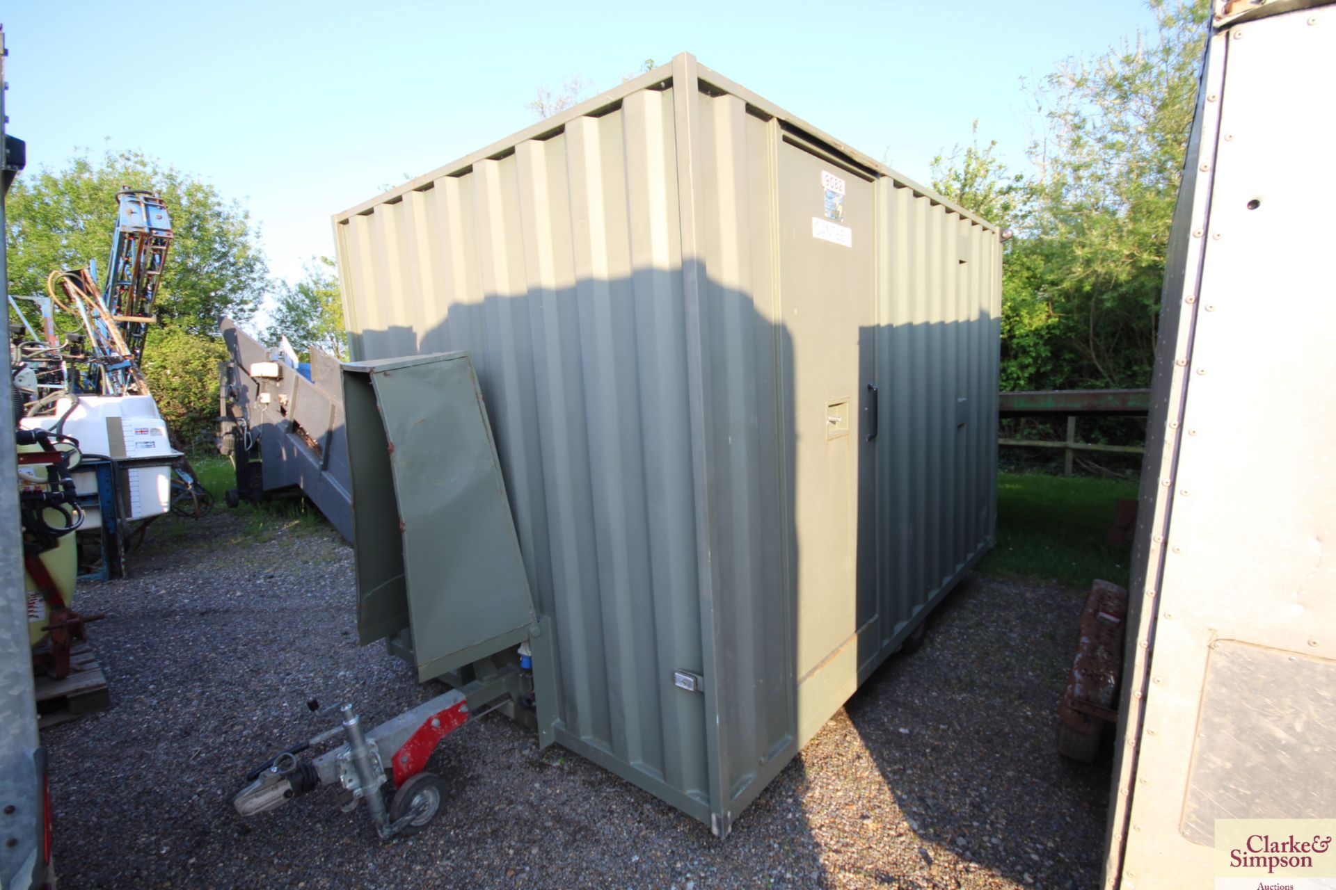 Boss Cabins 12ft trailed single axle lowering welfare unit. With drying room, chemical toilet and