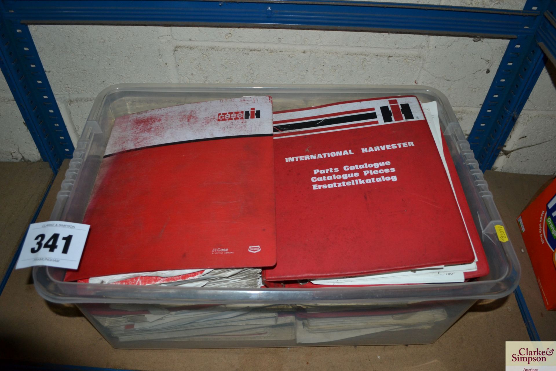 Box of Case/IH Parts Catalogues.