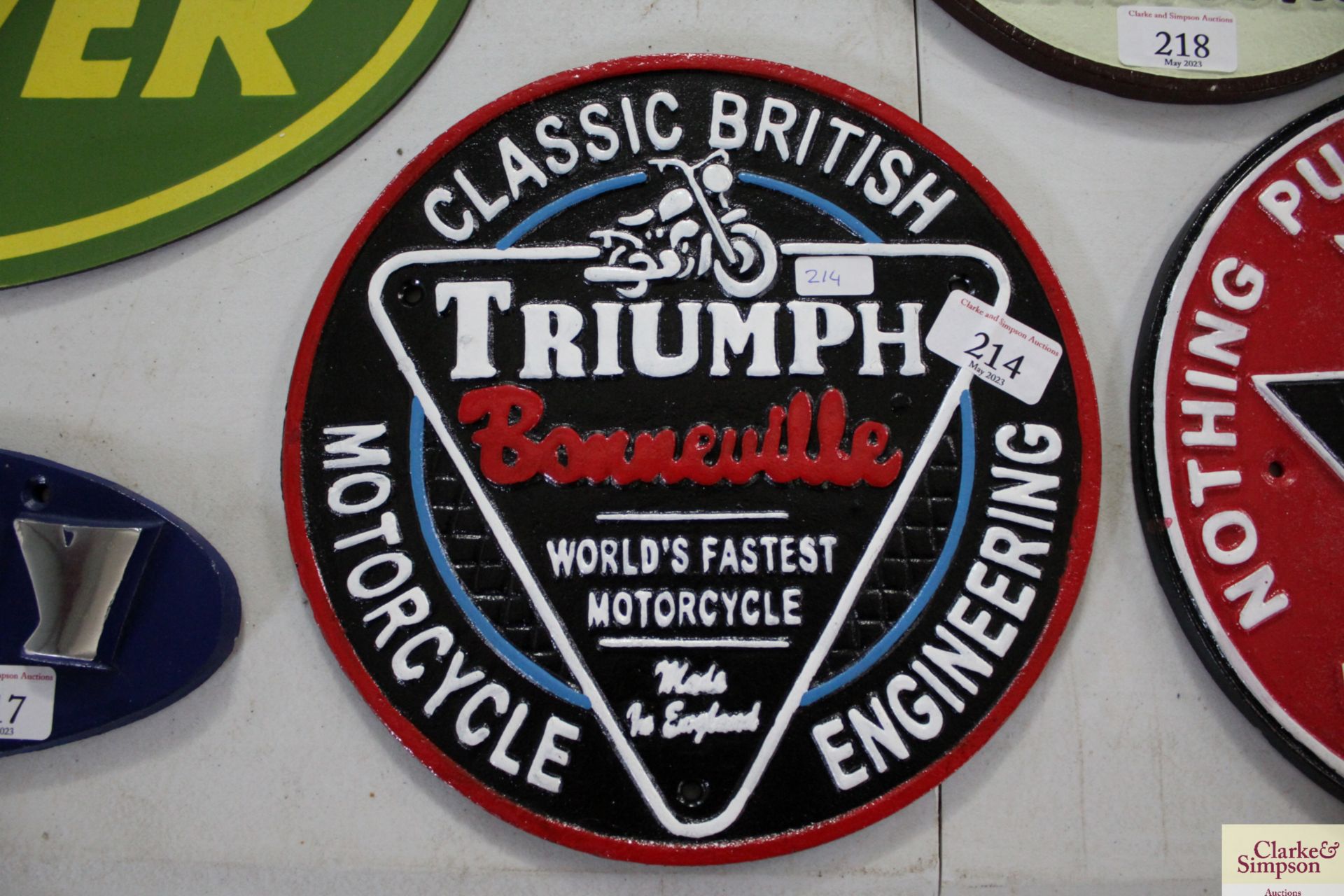 Large Triumph Bonneville sign. V