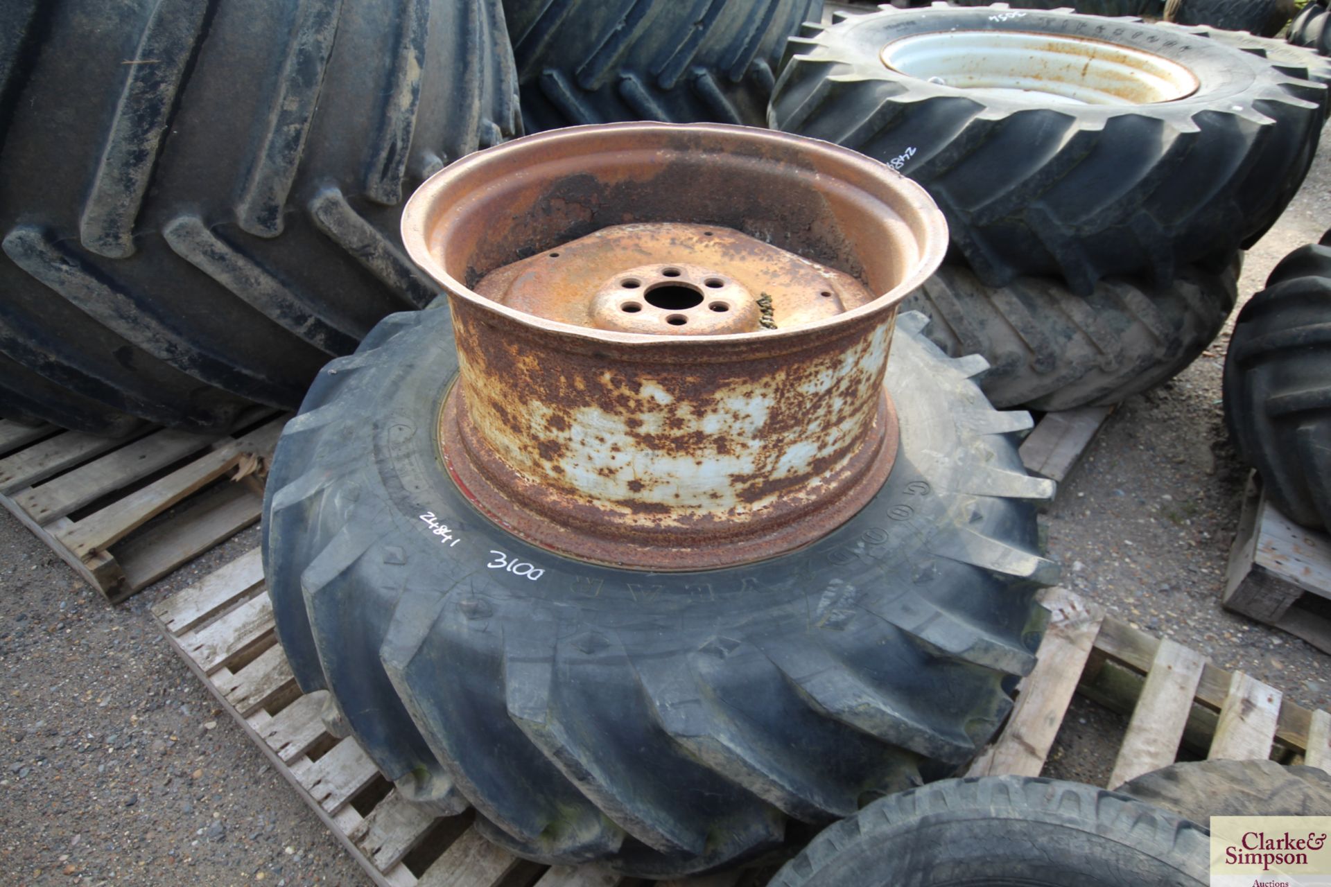 Fordson New Performance Major rear rims (one ex-JCB) fitted with 16.9 ...