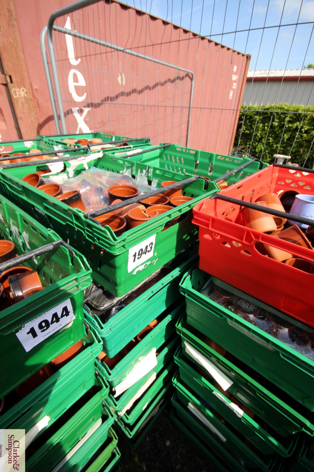 14x stacking vegetable crates. Containing a large