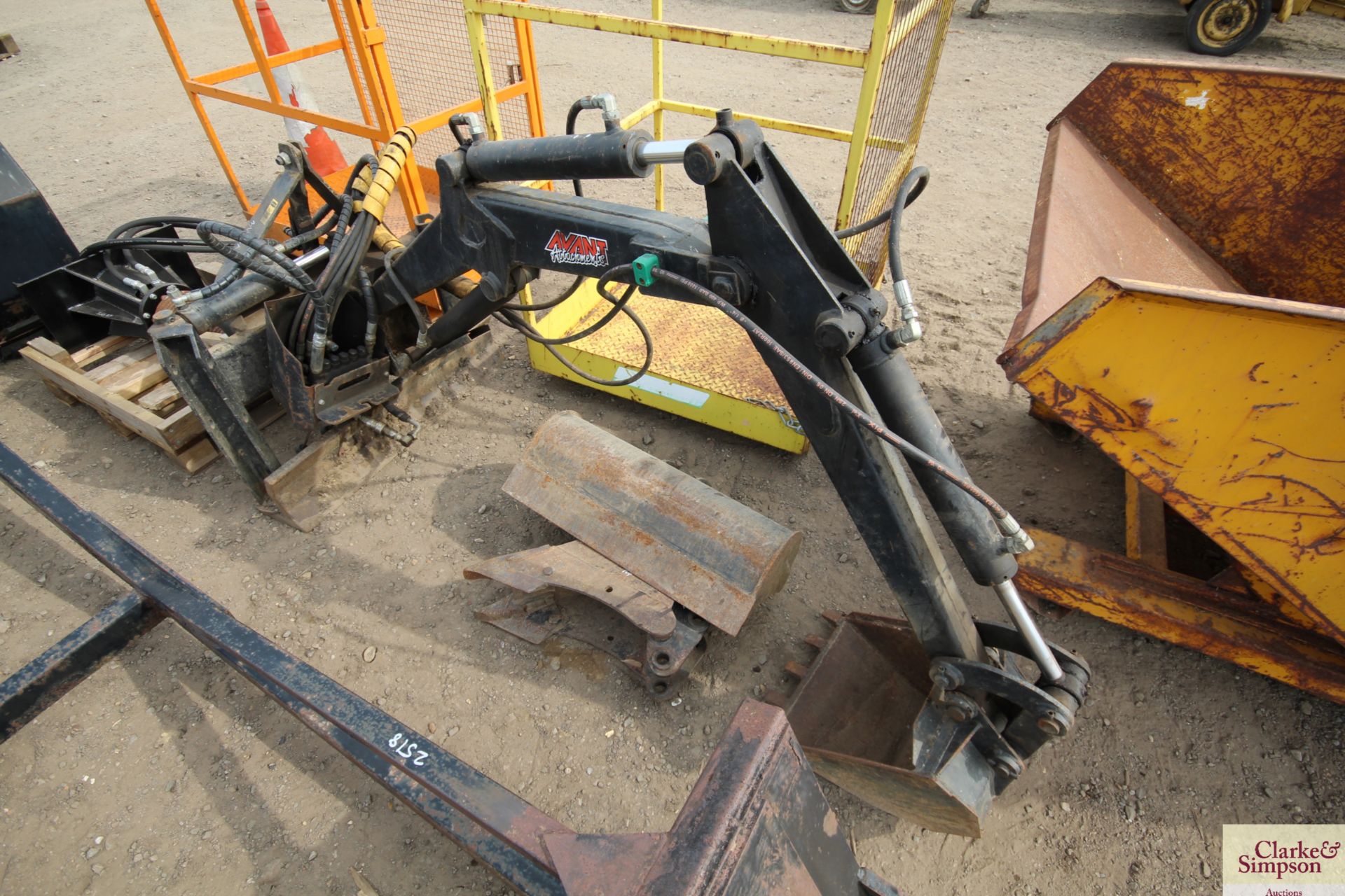 Avant back hoe for Avant loader. With 10in, 16in and 30in buckets.
