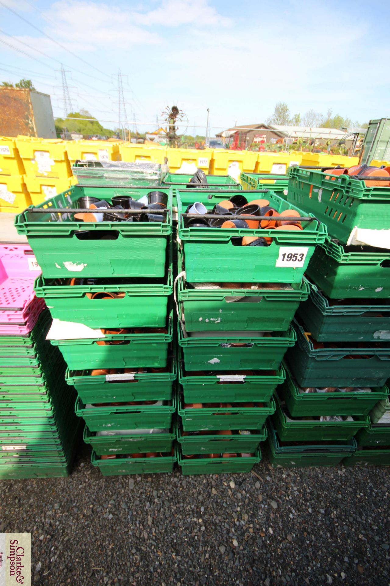 14x stacking vegetable crates. Containing a large