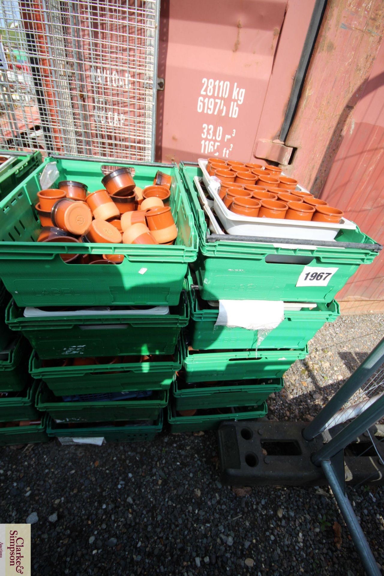 10x stacking vegetable crates. Containing a large