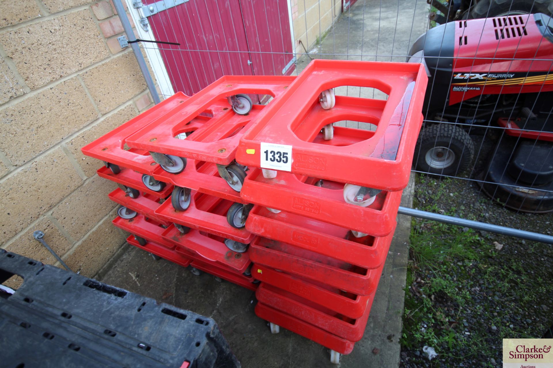 Quantity of vegetable crate trolleys. V