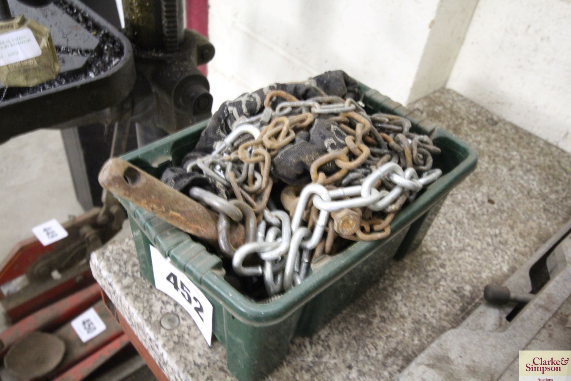 Box of various chain, fasteners etc. For sale due