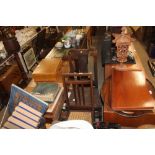 An Edwardian cane seated bedroom chair and an oak