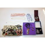 Two boxes of assorted costume jewellery - mainly b