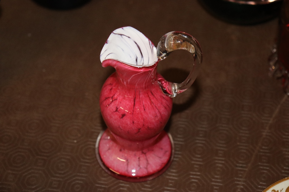 A cranberry glass baluster water jug; a Vasart type amber and mottled glass bowl with ribbed - Image 6 of 18