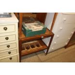 A teak tea trolley and a folding wine rack