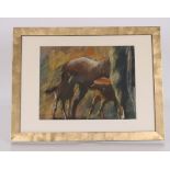 Joanna Howell, "Mother and Foal" signed pastel cir