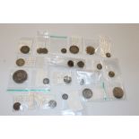 A collection of various silver and other coinage t