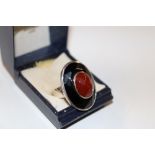 A large Hallmarked Sterling silver black onyx and