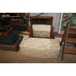 A Fablon covered ottoman and an oak swing toilet m