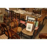 A pair of Victorian bobbin framed and rush seated