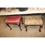 Two cabriole legged dressing stools