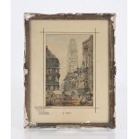 S. Prout, study of a continental street scene and