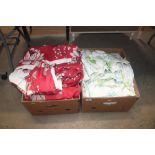 Two boxes of various curtains