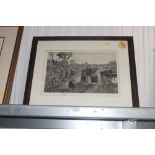 A framed black and white print "The Way Home"