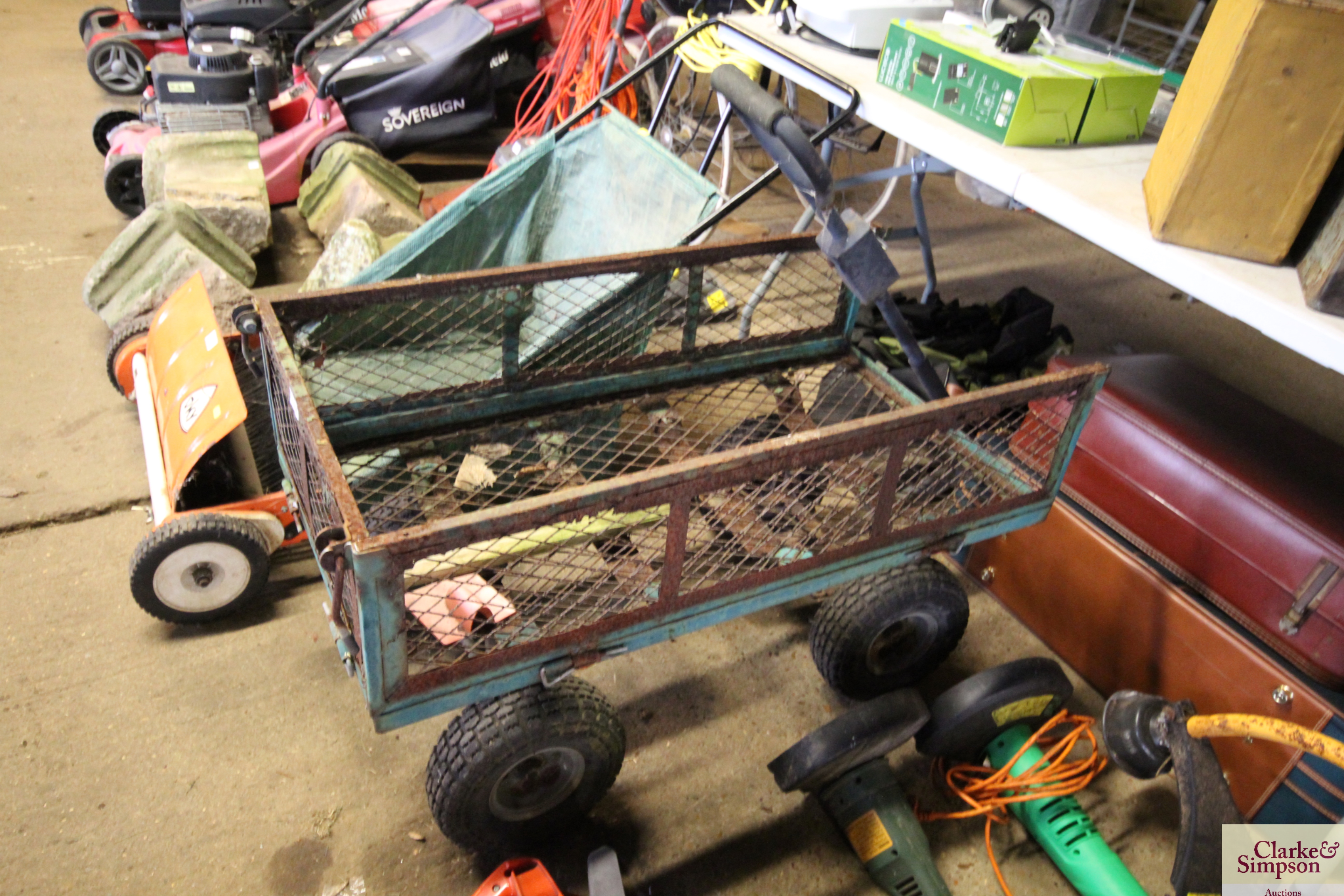 A four wheeled metal garden trolley with drop side - Image 2 of 2